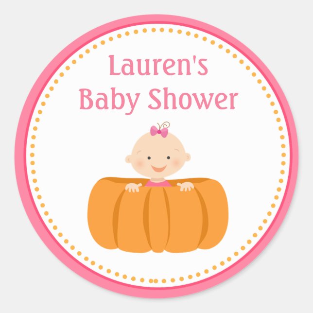 Pumpkin Girl Baby Shower Gefallen Tag Stickers (Vorderseite)