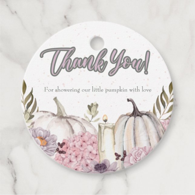 Pumpkin Girl Pink Baby Shower Circle Vielen Dank Geschenkanhänger (Vorderseite)