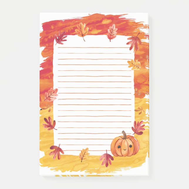 Pumpkin Glow & Falling Blätter Post-it Klebezettel (Vorderseite)