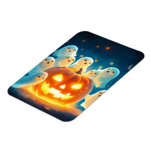 Pumpkin Glow Ghost Partys Watercolor Magnet
