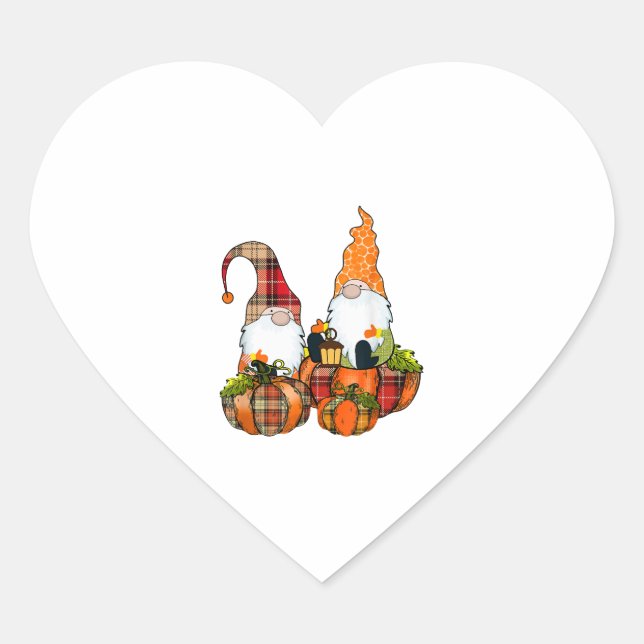 Pumpkin Gnomes Herbst Niedliches Halloween Herz-Aufkleber (Vorderseite)