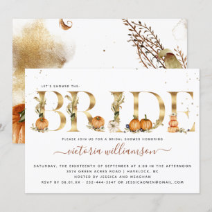 Pumpkin Gold Elegante Herbstwoche Brautparty Einladung
