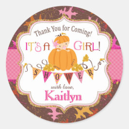 Pumpkin Gold Glitzer Herbstoak Blätter Kinderdusch Runder Aufkleber