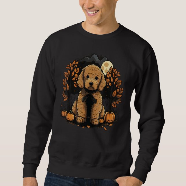 Pumpkin Golden Doodle costume on Goldendoodle Hall Sweatshirt (Vorderseite)