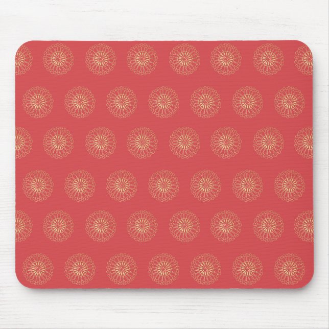 Pumpkin | Golden Zinnia Flower Medallions Mousepad (Vorne)