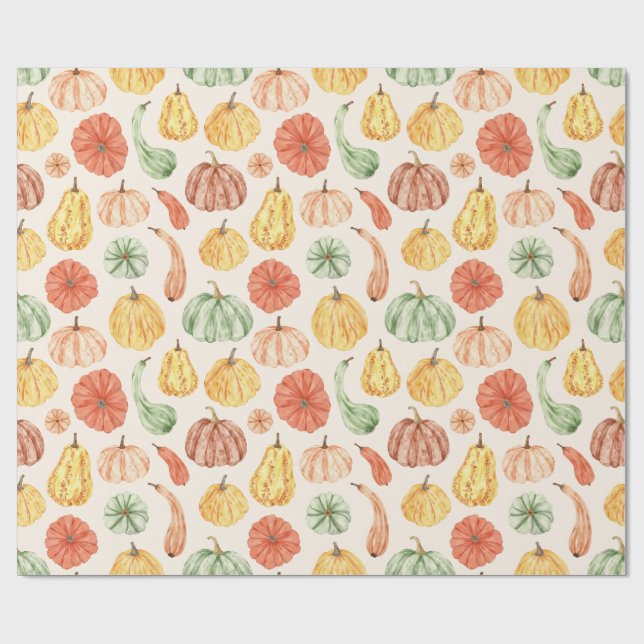 Pumpkin Gourd Autumn Baby Shower Geschenkpapier (Flach)
