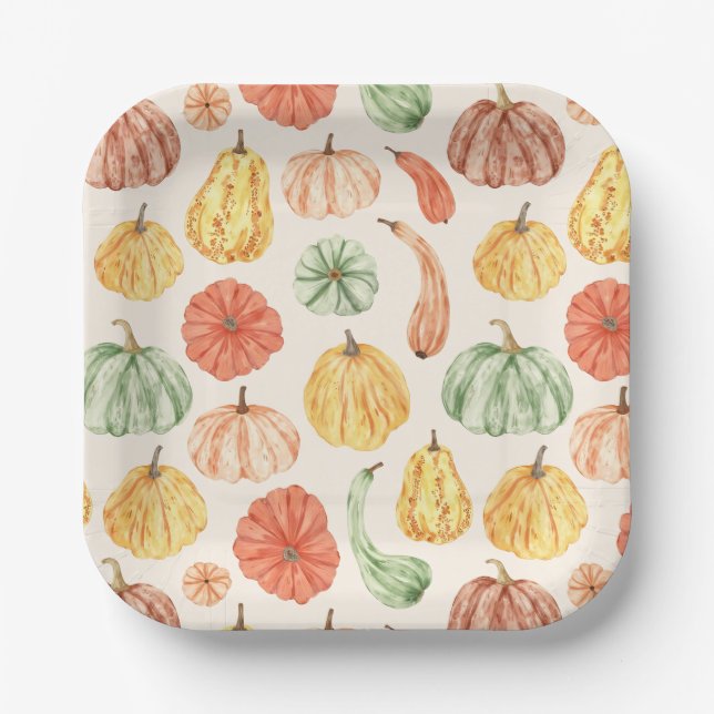 Pumpkin Gourd Autumn Baby Shower Pappteller (Vorderseite)