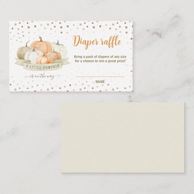 Pumpkin Green Baby Duwer Windelwaschkarte Begleitkarte (Vorne/Hinten)