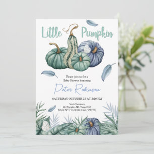 Pumpkin Green Floral Boy Baby Dusche Einladung