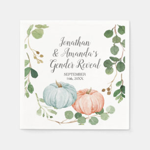 Pumpkin Greenery Floral Gender Reveal Serviette