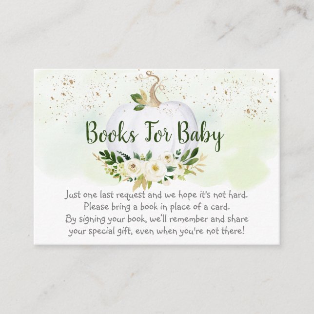 Pumpkin Greenery Gold Baby Shower Buy Request Begleitkarte (Vorderseite)