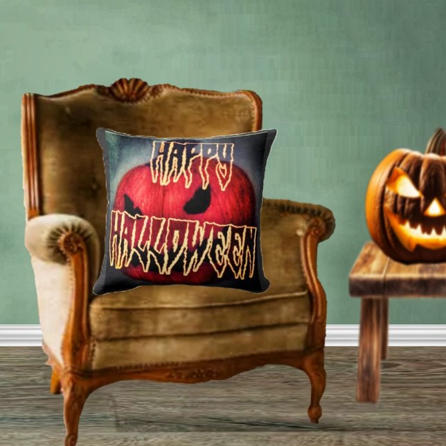 Pumpkin Grin Kissen (Break out the spooky throw pillows, it's Halloween!)