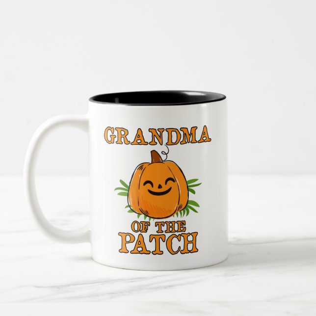 Pumpkin Großmutter der Patchfamilie Halloween Tass Zweifarbige Tasse (Links)
