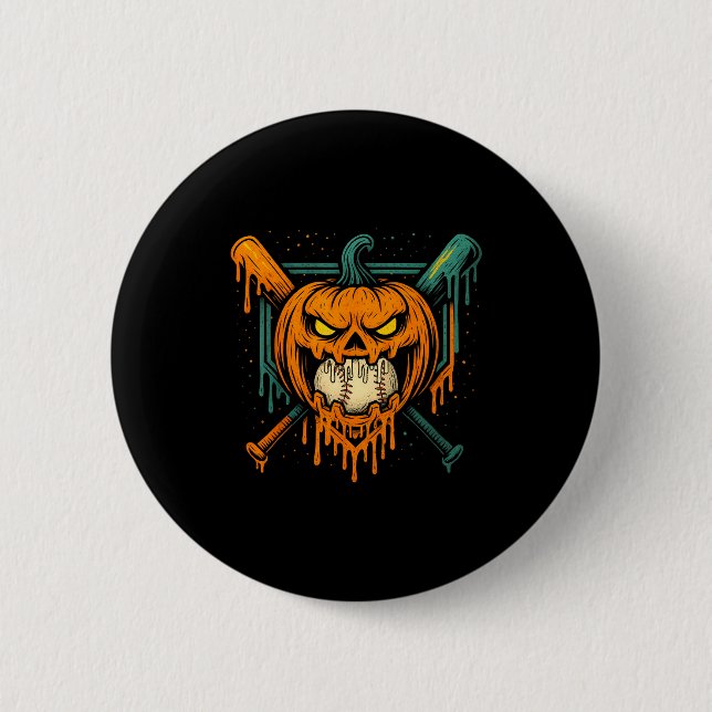 Pumpkin Halloween Baseball Ice Cream Drip Soky Boy Button (Vorderseite)