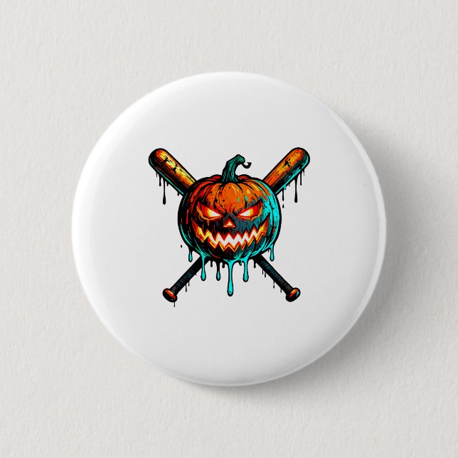 Pumpkin Halloween Baseball Ice Cream Drip Soky Boy Button (Vorderseite)