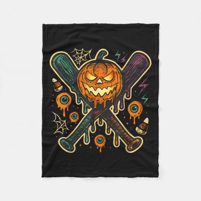 Pumpkin Halloween Baseball Ice Cream Drip Soky Boy Fleecedecke (Vorderseite)