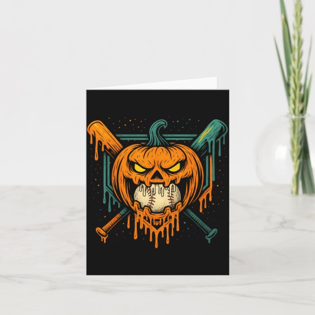 Pumpkin Halloween Baseball Ice Cream Drip Soky Boy Karte (Vorderseite)