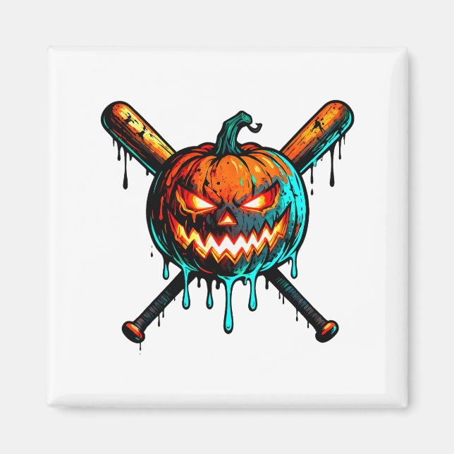 Pumpkin Halloween Baseball Ice Cream Drip Soky Boy Magnet (Vorne)