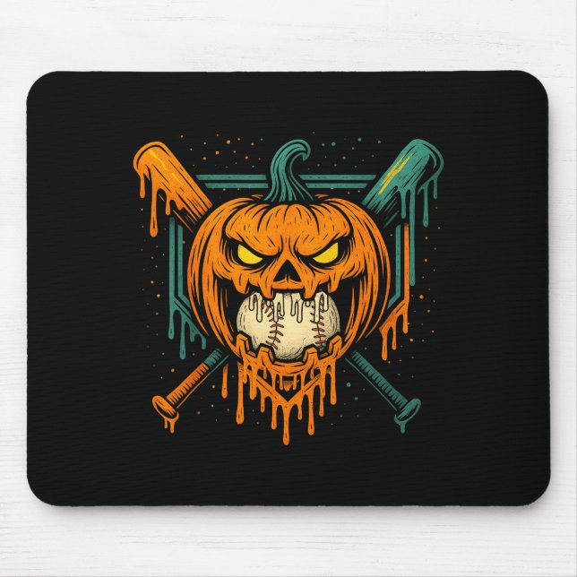 Pumpkin Halloween Baseball Ice Cream Drip Soky Boy Mousepad (Vorne)