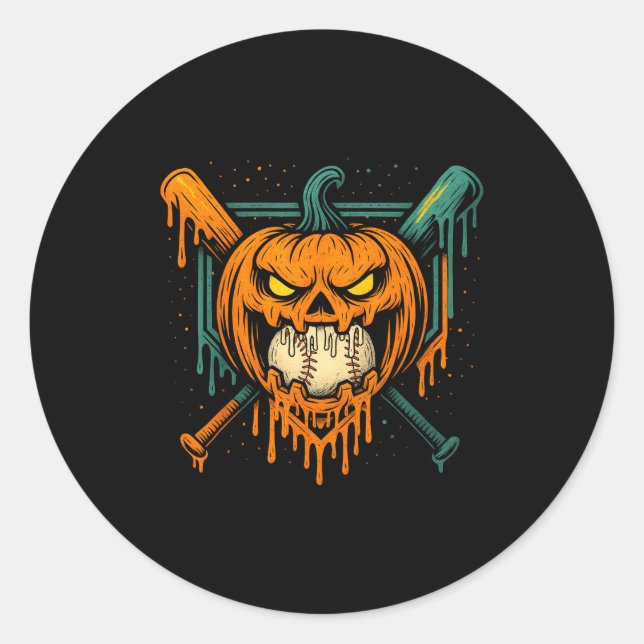 Pumpkin Halloween Baseball Ice Cream Drip Soky Boy Runder Aufkleber (Vorderseite)