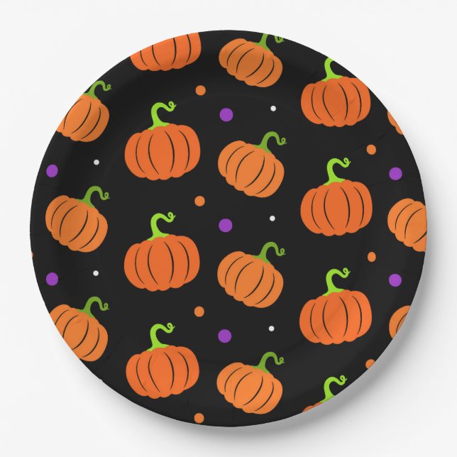 Pumpkin Halloween Birthday Party Pappteller (Vorderseite)