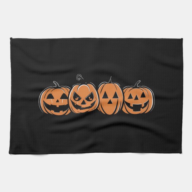 Pumpkin Halloween Fall Erntedank Geschenk Geschirrtuch (Horizontal)