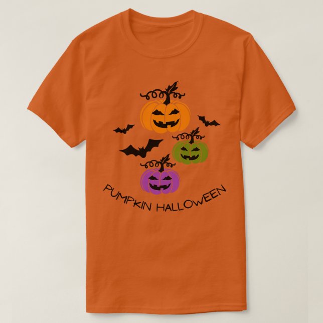 Pumpkin Halloween glücklichen Fall Saison Herbst V T-Shirt (Design vorne)