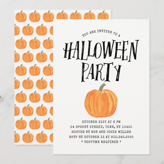 Pumpkin Halloween-Party Einladung (Vorne/Hinten)