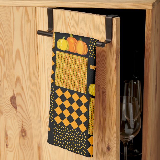 Pumpkin Halloween Patchwork Pattern Geschirrtuch (Drittel gefaltet)
