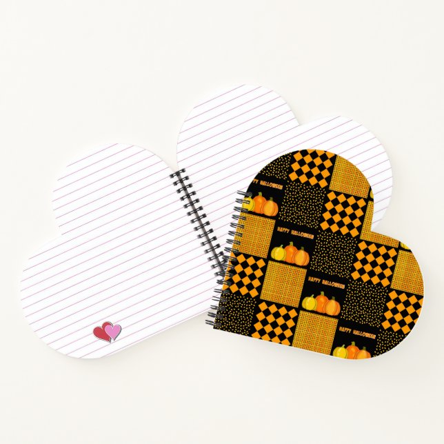 Pumpkin Halloween Patchwork Pattern Notizbuch (Innenseite)
