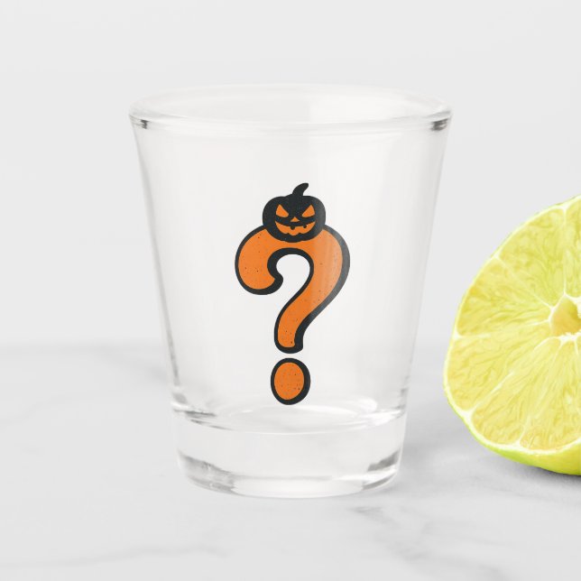 Pumpkin Halloween Question Mark Shot Glass Schnapsglas (Vorderseite)