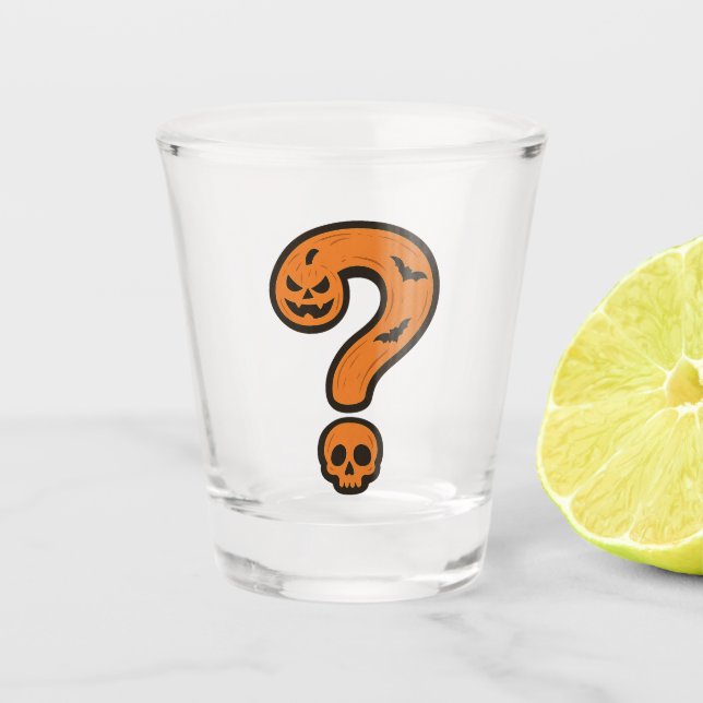 Pumpkin Halloween Question Mark Shot Glass Schnapsglas (Vorderseite)
