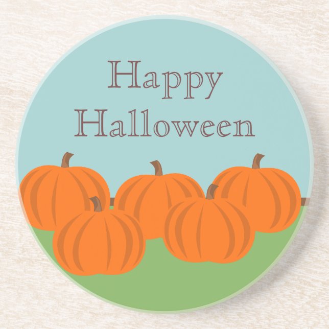 Pumpkin-Halloween-Untersetzer Sandstein Untersetzer (Vorne)