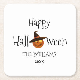 Pumpkin Happy Halloween Personalisiert Rechteckiger Pappuntersetzer