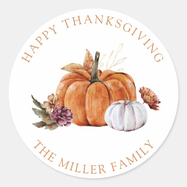 Pumpkin Happy Thanksgiving Sticker (Vorderseite)