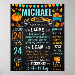 Pumpkin Harvest Blue LKW Geburtstagszeichen Poster