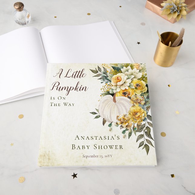 Pumpkin Harvest | Floral Baby Showroom Guest Book Gästebuch (Vorderseite offen)
