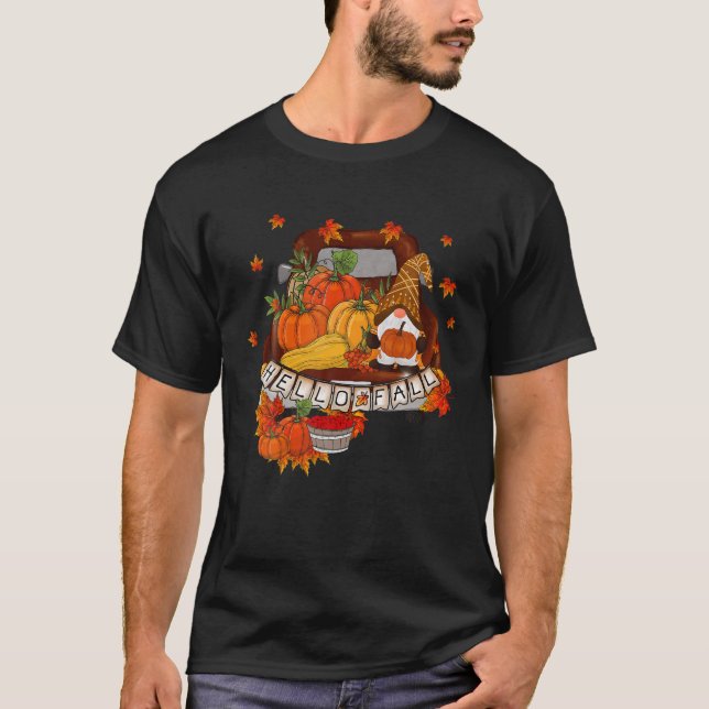 Pumpkin Harvest Gnomes Hallo Fall Halloween Danke T-Shirt (Vorderseite)