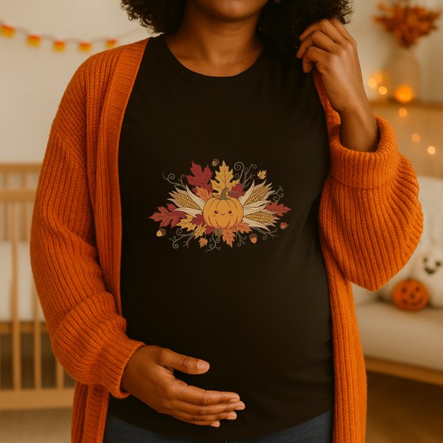 Pumpkin Harvest Maternity Halloween Fall Bump T-Shirt (Von Creator hochgeladen)