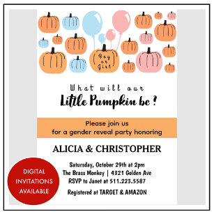 Pumpkin, He oder She Halloween Gender Reveal Einladung