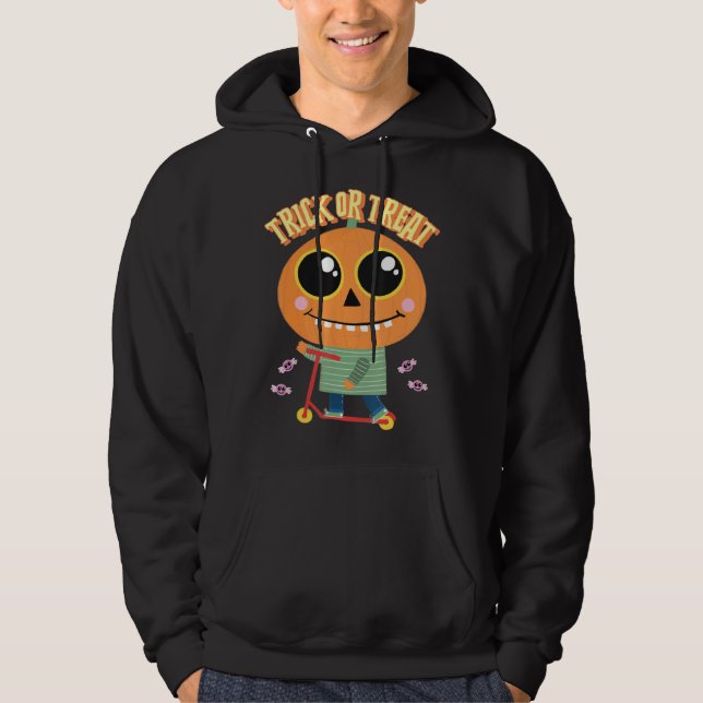 Pumpkin Head mit Scooter Halloween Kids & Childre Hoodie (Vorderseite)
