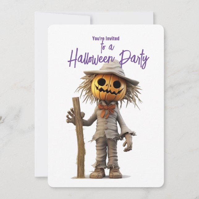 Pumpkin Head Scarecrow Halloween-Party Einladung (Vorderseite)