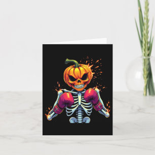 Pumpkin Head Skeleton Boxing Halloween Spooky Figh Karte