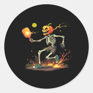 Pumpkin Head Skeleton Picklebyll Halloween Spooky Runder Aufkleber