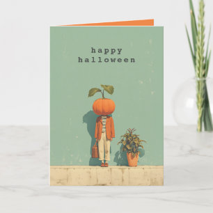Pumpkin Head Surreal Portrait Karte