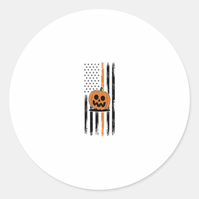 Pumpkin Head US Flag Runder Aufkleber (Vorderseite)