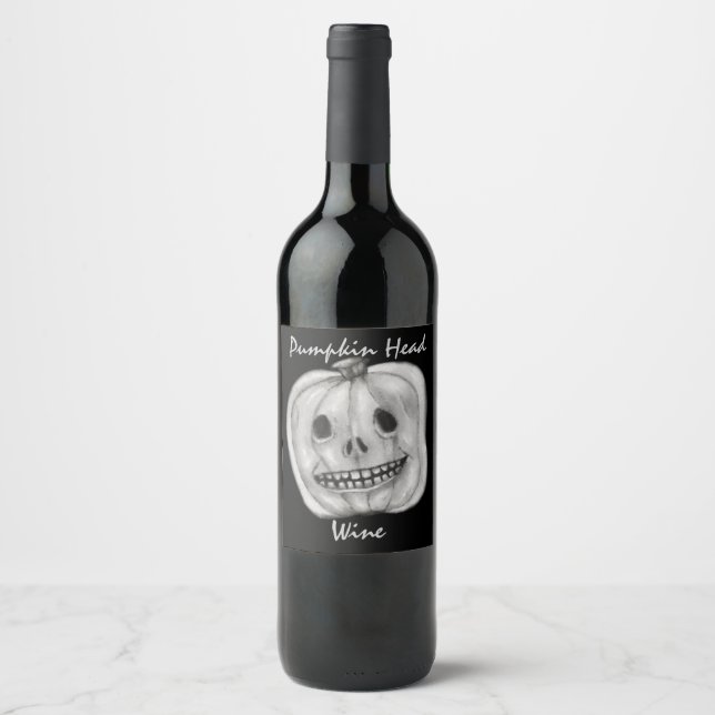 Pumpkin Head Wine | Halloween Weinetikett (Vorderseite)
