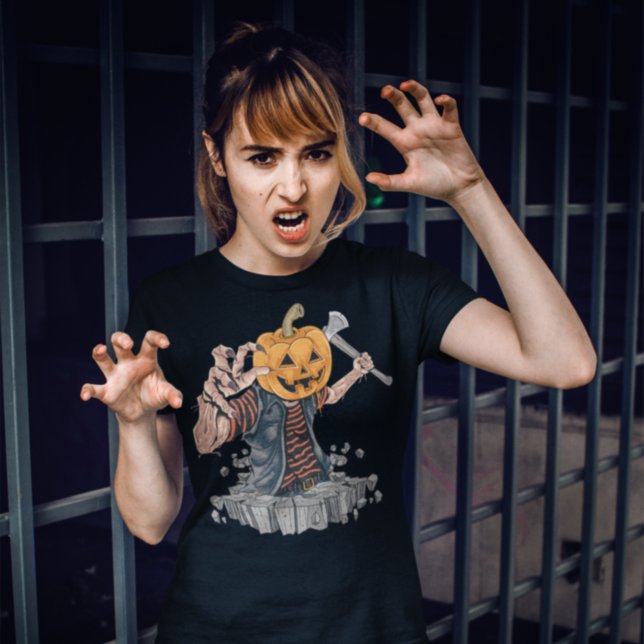 Pumpkin Head Zombie Killer Halloween T - Shirt (Von Creator hochgeladen)