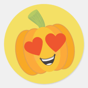 Pumpkin Heart Eyes Runder Aufkleber
