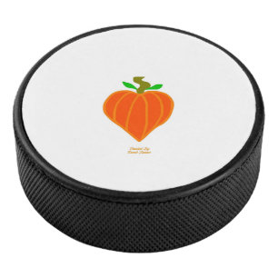 Pumpkin Heart Hockey Puck